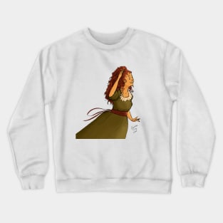 Curly Redhead in a Green Dress Crewneck Sweatshirt